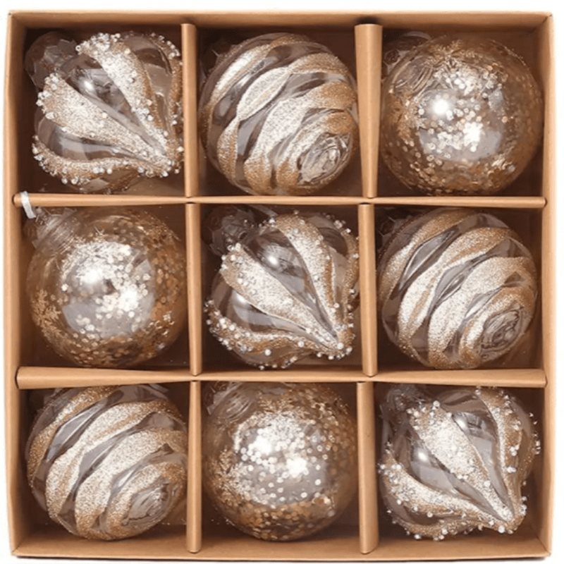 Sneeuwsterfeest – Set van 9 kerstboomornamenten met sneeuwvlokken, 10 cm