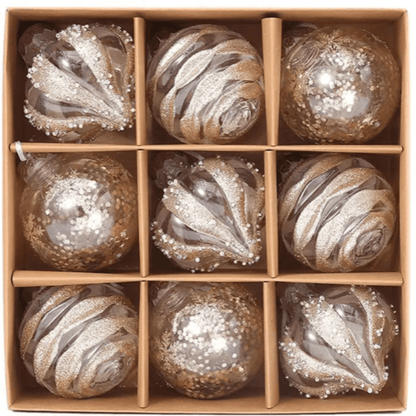 Sneeuwsterfeest – Set van 9 kerstboomornamenten met sneeuwvlokken, 10 cm