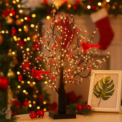 VogelGloed LED Lichtboom met Rode Vogels – Warmwit Licht