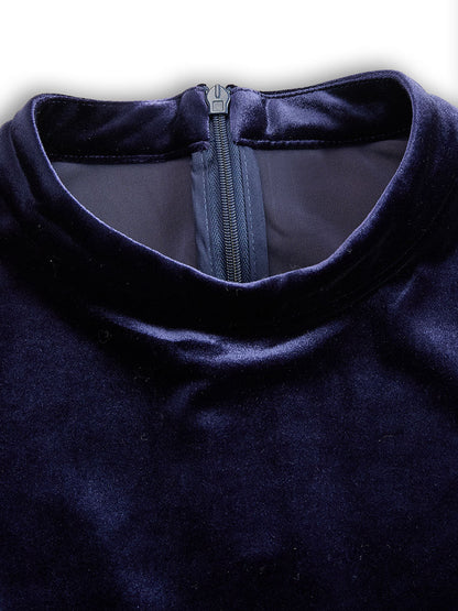 Sibella | Marineblauwe lange mouw midi-jurk