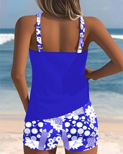ZomerBloei Dames Tankini met Bloemenprint en Verstelbare Bandjes