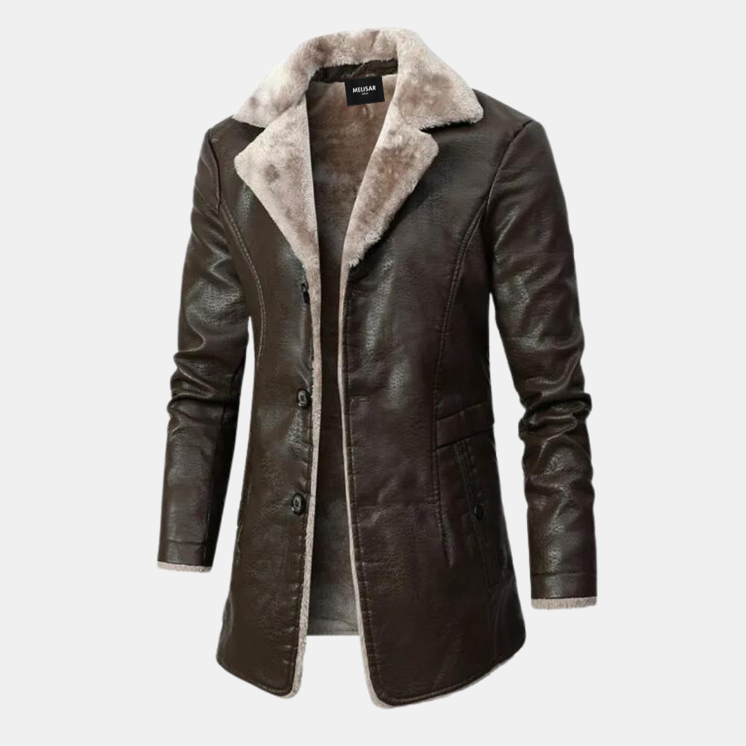 Heren Winter Leren Jas Elegant Leer