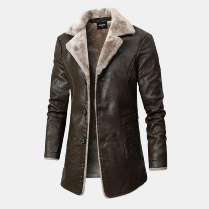 Heren Winter Leren Jas Elegant Leer