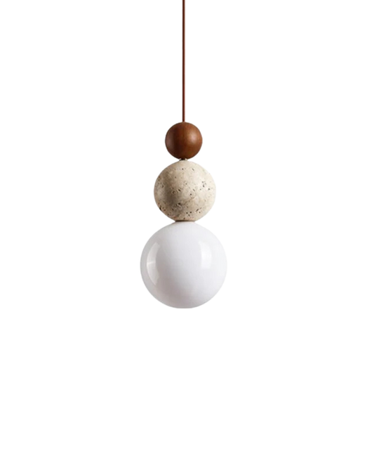 Sereen Houten Hanglamp – Japandi Design met Glazen Bol