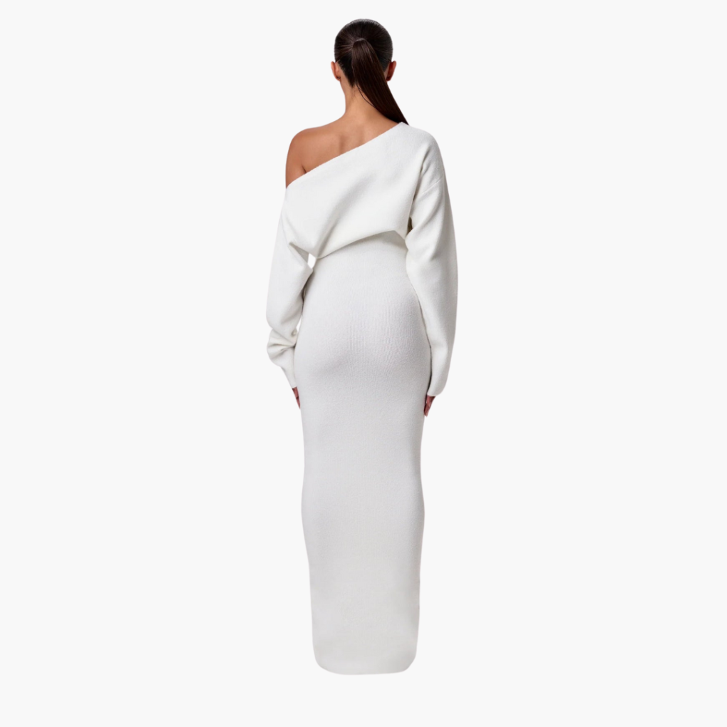 Dames Off-Shoulder Gebreide Maxijurk voor Avond
