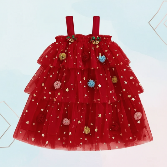 Meisjes Kerstjurk met Glans, Pailletten en Tule – Maat 80-140