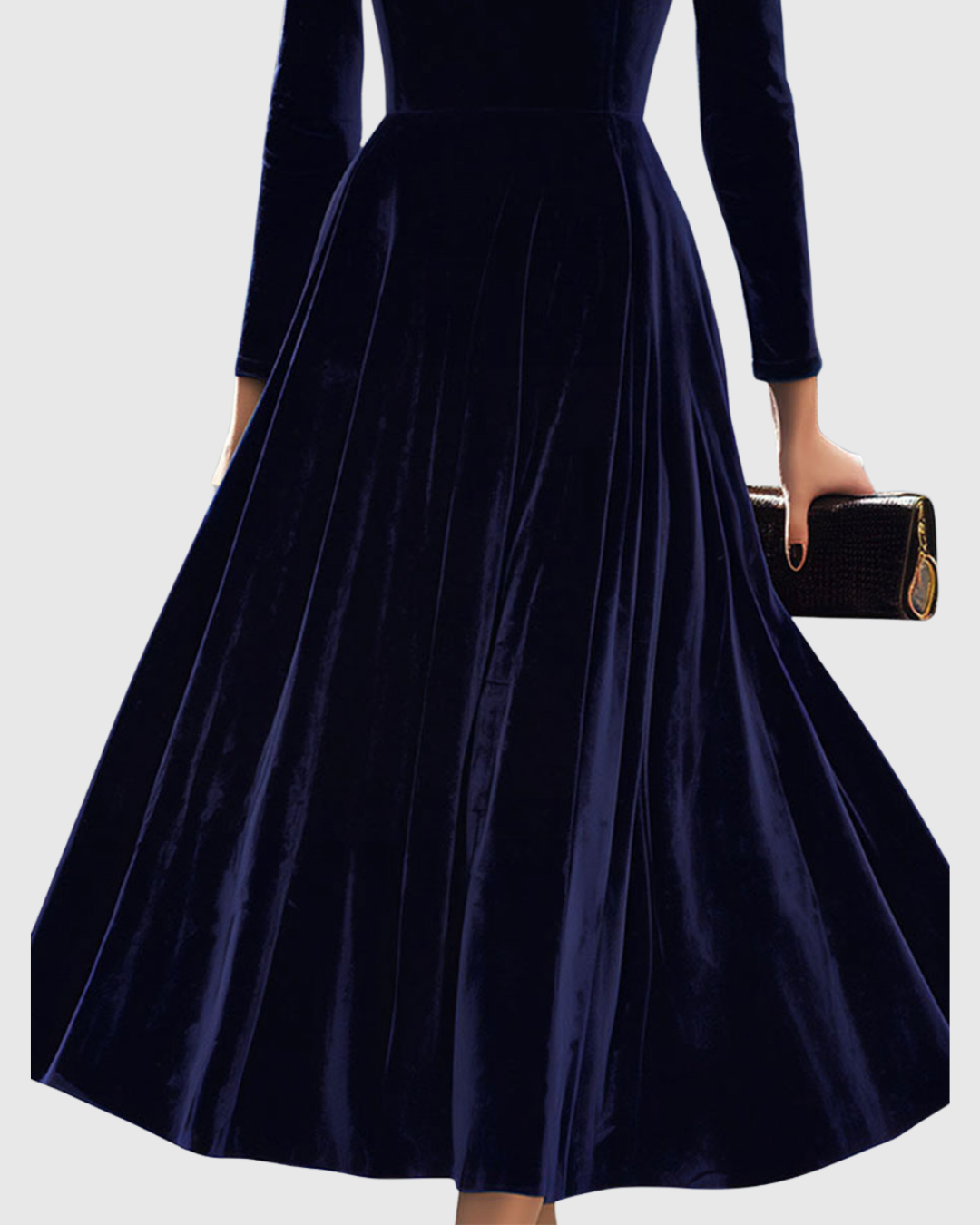 Sibella | Marineblauwe lange mouw midi-jurk