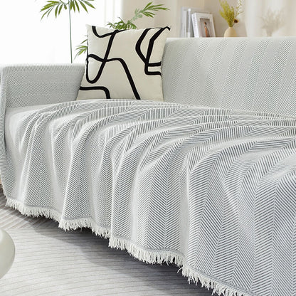 Chenille Deken Herringbone Franje Hoeslaken Gezellige Stijl