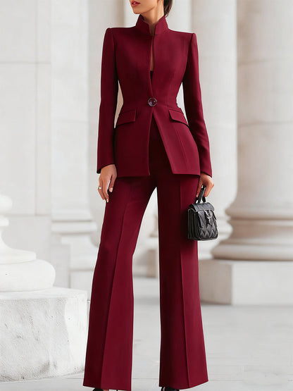 Elyra Chic Dames Pak Getailleerd Elegant Zakelijk Twee-delig Set