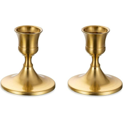 Vintage Kaarsenhouders – Elegante 2-delige Set voor Stompkaarsen