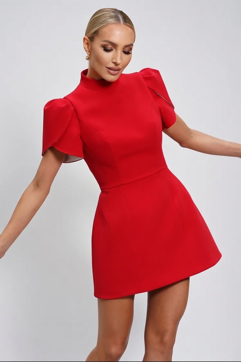 Veloura Strik Jurk Kort Elegant en Speels Design