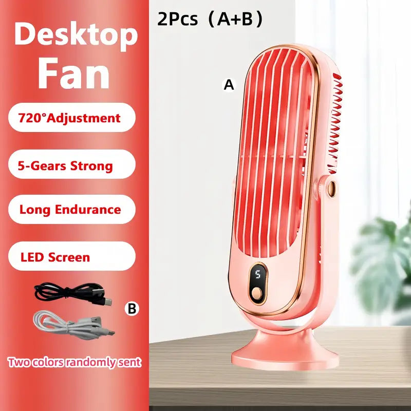 KoelPulse Draagbare Mini Aircooler 720° Rotatie USB Oplaadbaar