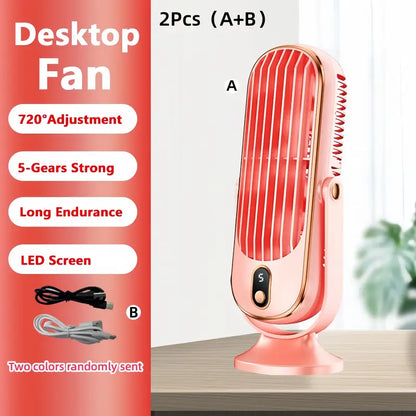 KoelPulse Draagbare Mini Aircooler 720° Rotatie USB Oplaadbaar