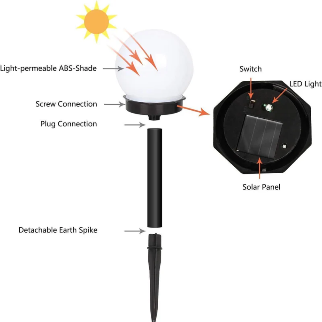 TuinGloed | 3-delige Solar Bolverlichting Waterdicht