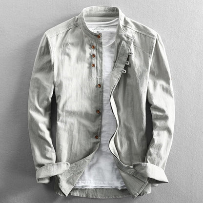 Kairo Heren Overhemd Hoge Kraag Japanse Stijl Elegant