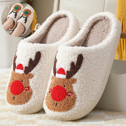 Kerstwarm Pluche Kerstpantoffels met Kunstwollen Voering en Antislip
