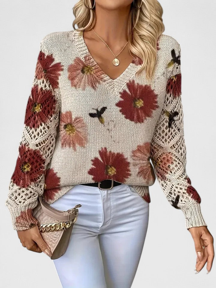 LavendelBloesem Elegante Dames Cardigan Bloemen V-hals Vest Comfort