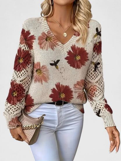 LavendelBloesem Elegante Dames Cardigan Bloemen V-hals Vest Comfort