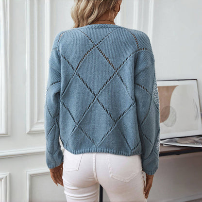 Glansweef Damestrui met Pailletten – Luchtige Pullover met Ronde Hals