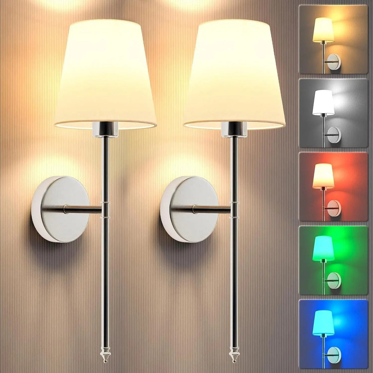 2 Draadloze Wandlampen - Batterijgevoede Wandlamp