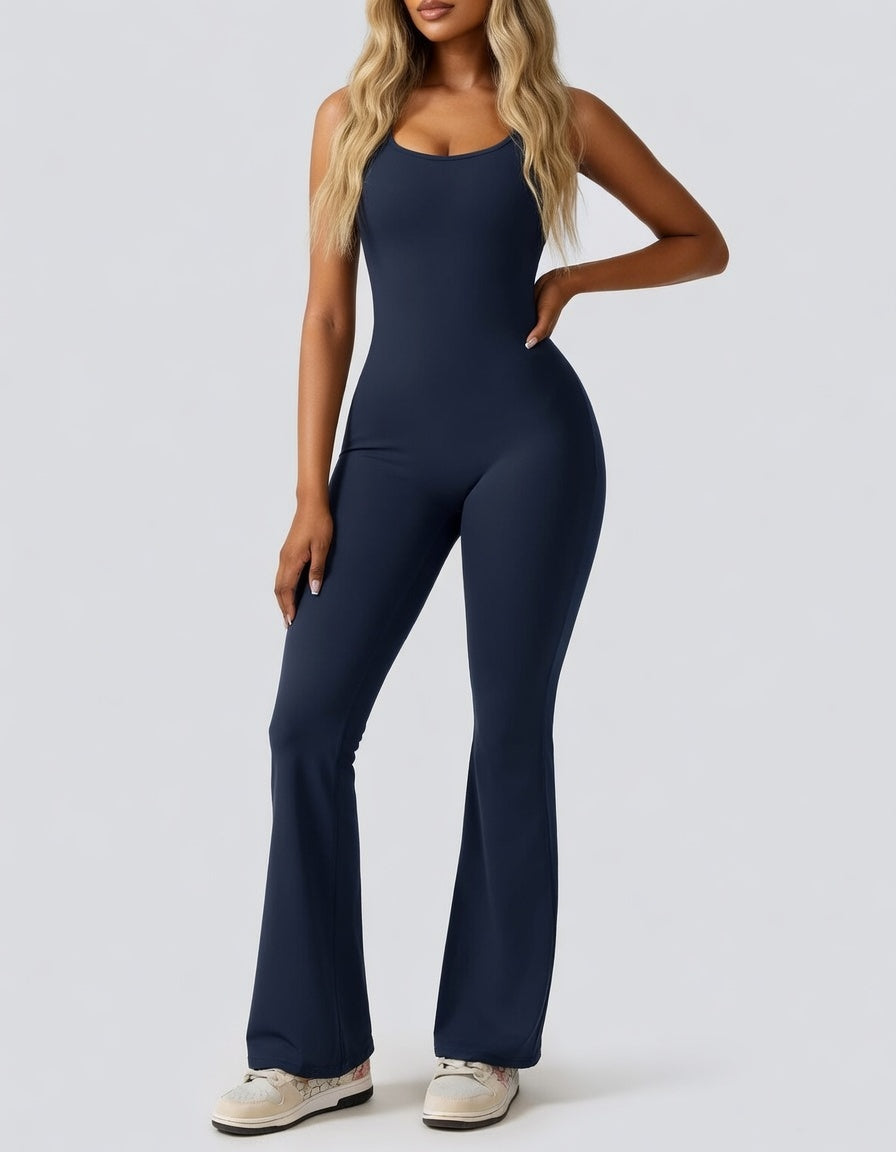 Veloura Sculpt Jumpsuit Dames Stretch Backless Flared Fit
