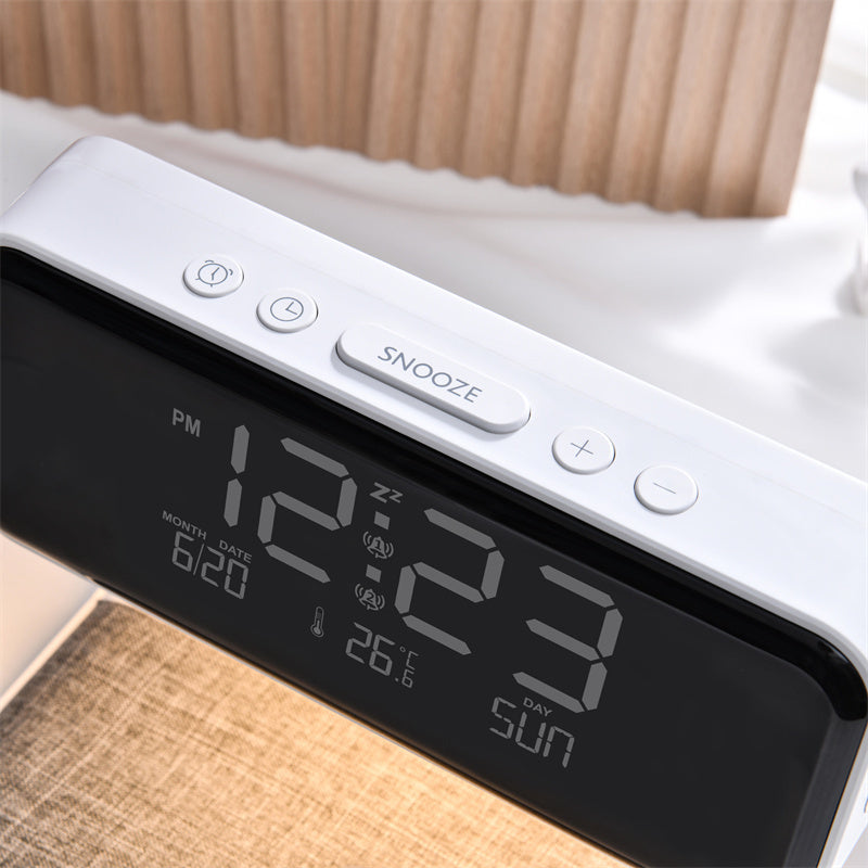 NachtGloed 3-in-1 Tafellamp met Draadloze Oplader en Wekker