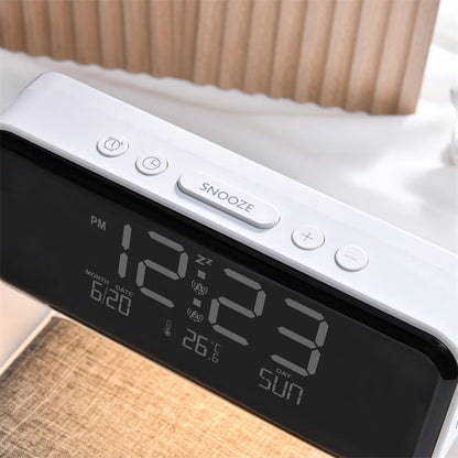 NachtGloed 3-in-1 Tafellamp met Draadloze Oplader en Wekker