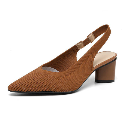 Veloura Slingback Hakken Dames met Geribde Structuur en Lage Hak