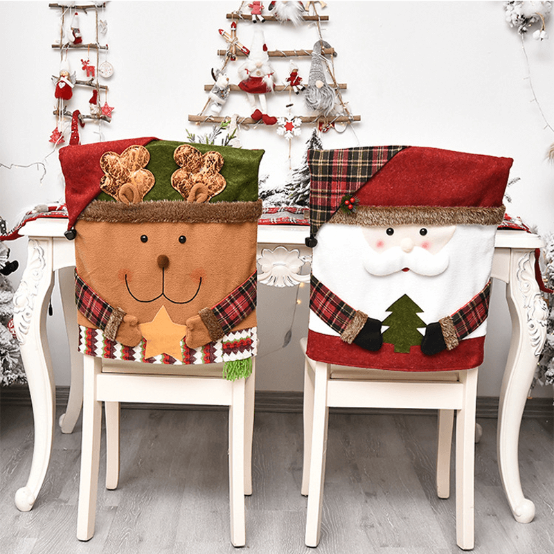 Noa Kerst Stoelhoezen – 3-delige Set met Feestelijke Kerstfiguren