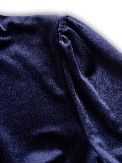 Sibella | Marineblauwe lange mouw midi-jurk