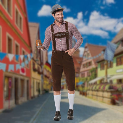 Heren 3-Delig Oktoberfest Kostuum met Bretels en Borduurdetails