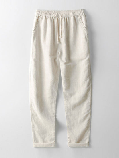 Lunavio Linnen Set Heren met Henley Overhemd en Comfort Broek