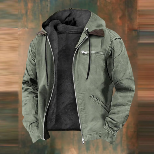 Warme heren winterjas Velaro met fleecevoering en capuchon