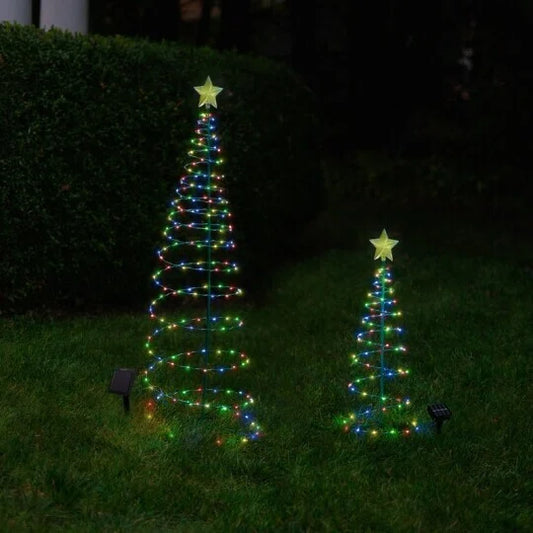 Zonne-energie LED Metaal Kerstboom met Lichtslangen