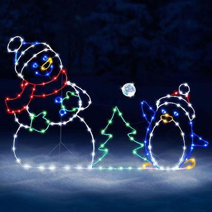 WinterSpektakel Verlichte Sneeuwpop en Pinguïn met 195 LED