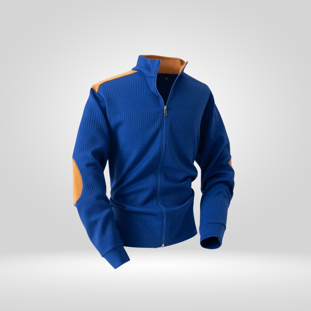 Heren Gebreid Vest – Jacquard Patroon met Borduursels en Rits