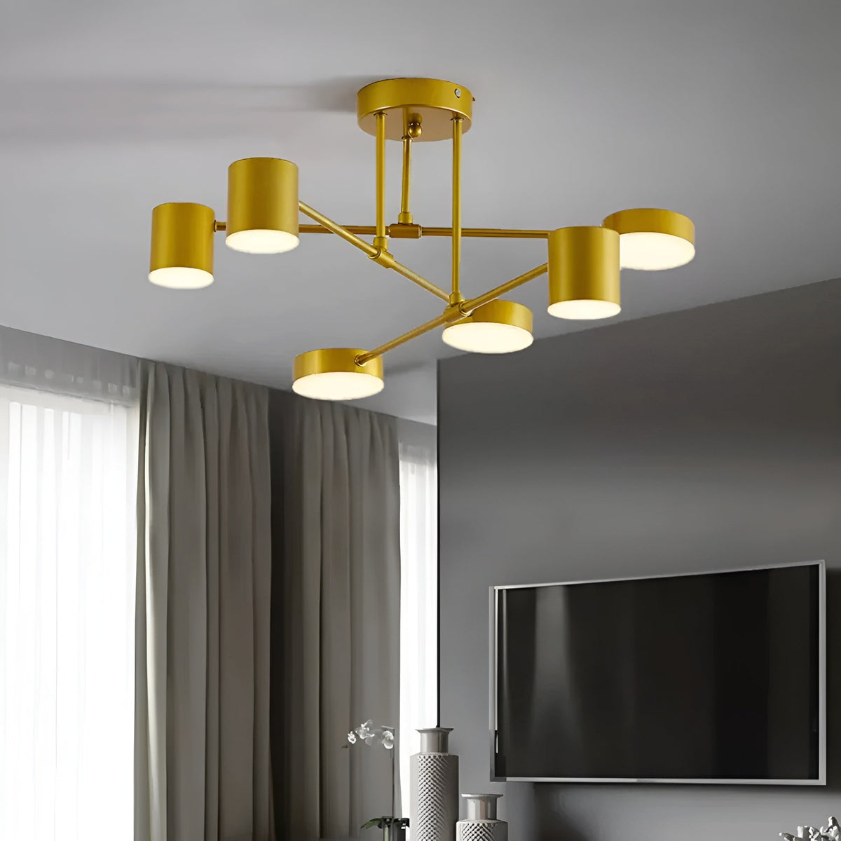 LED Plafondlamp met 6 Lichtarmen – Dimbare Moderne Plafondverlichting