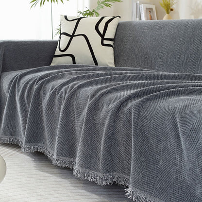 Chenille Deken Herringbone Franje Hoeslaken Gezellige Stijl