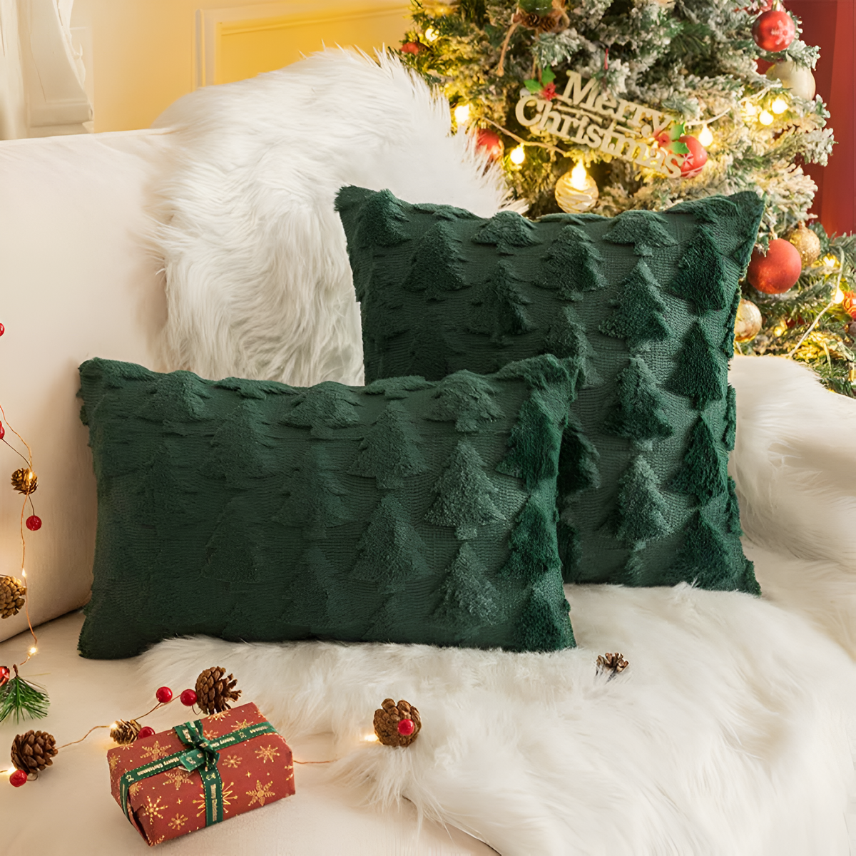 Kerstknus Fluffy Kerstkussen – Zachte Feestelijke Sierkussenhoes