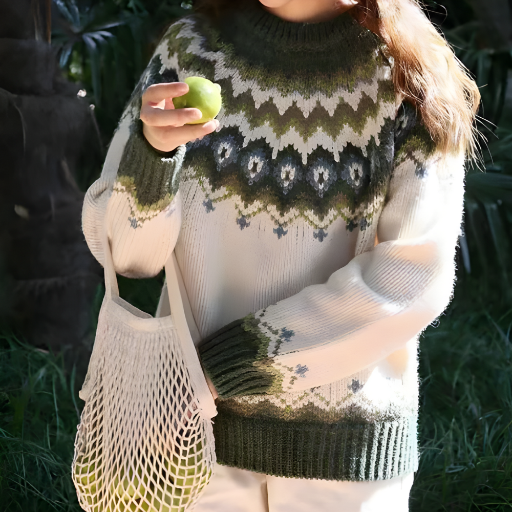 Elara Dames Fair Isle Trui met Jacquardpatroon en Relaxed Fit