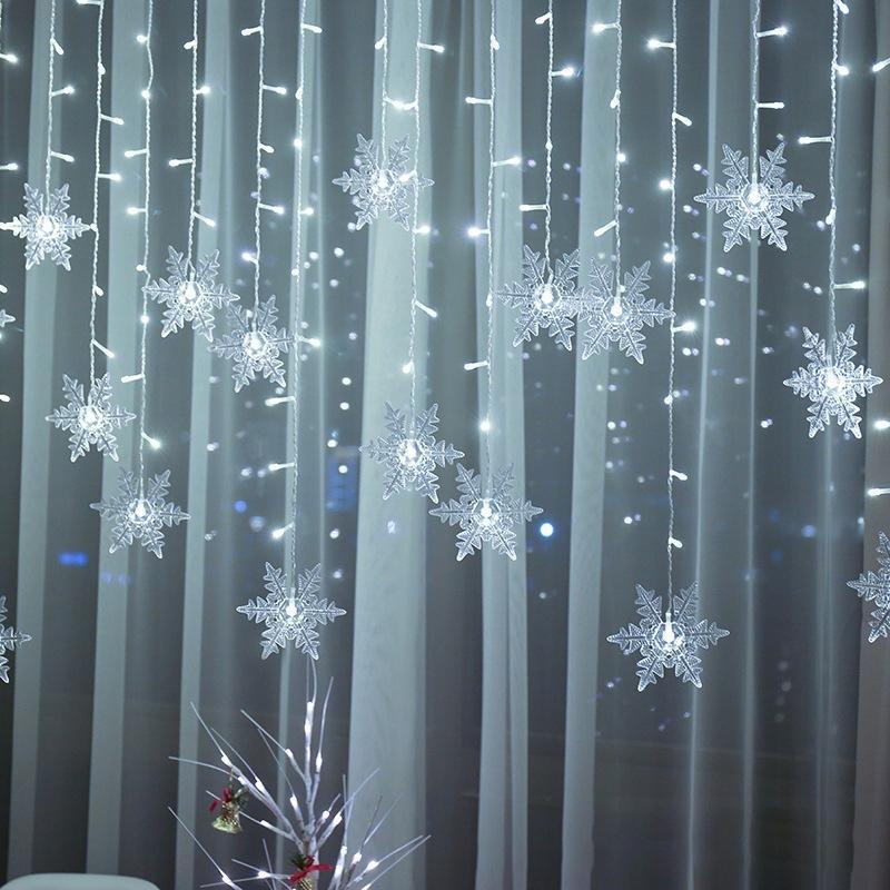 Sneeuwvlokgloed – LED Gordijnverlichting met Sneeuwvlokken in 4 Kleuren