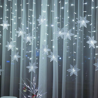 Sneeuwvlokgloed – LED Gordijnverlichting met Sneeuwvlokken in 4 Kleuren