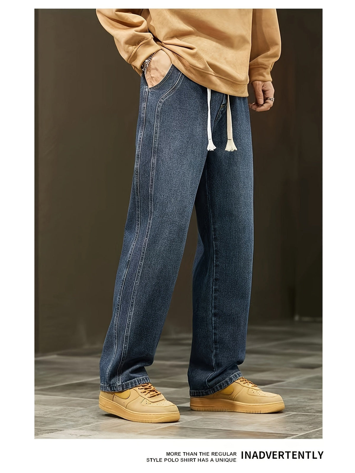 Heren Baggy Jeans – Losse Streetwear Pasvorm met Trekkoord