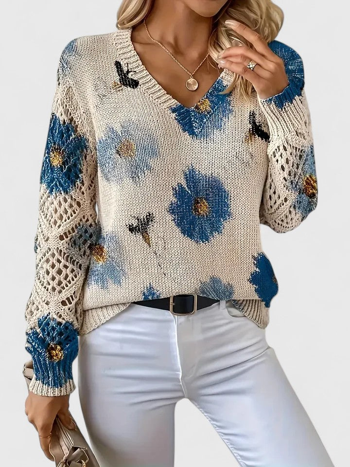 LavendelBloesem Elegante Dames Cardigan Bloemen V-hals Vest Comfort