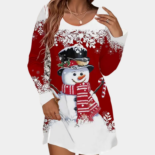 Brinelle Kerstjurk Dames – Feestelijke Jurk met Vrolijke Kerstprint