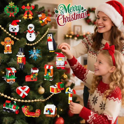 Kerstbouwpret – Adventskalender met 24 bouwsets voor kerstornamenten