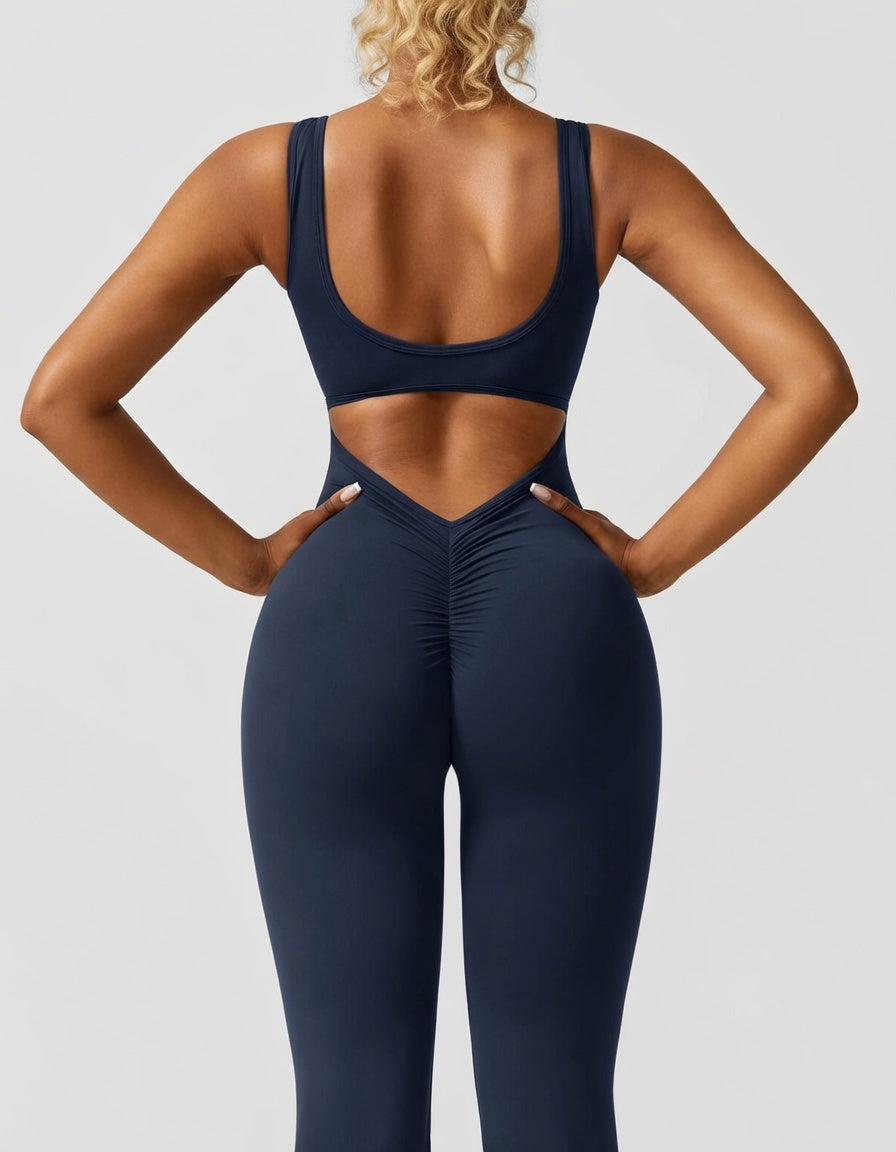 Veloura Sculpt Jumpsuit Dames Stretch Backless Flared Fit