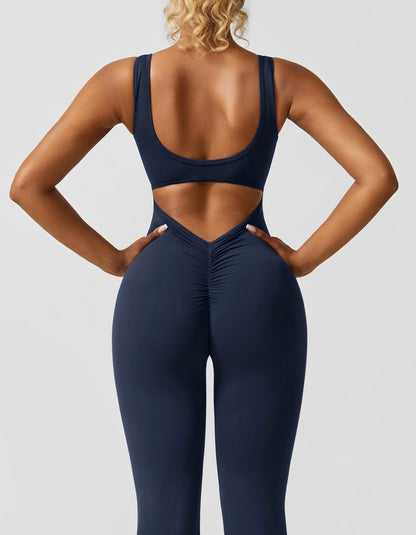 Veloura Sculpt Jumpsuit Dames Stretch Backless Flared Fit
