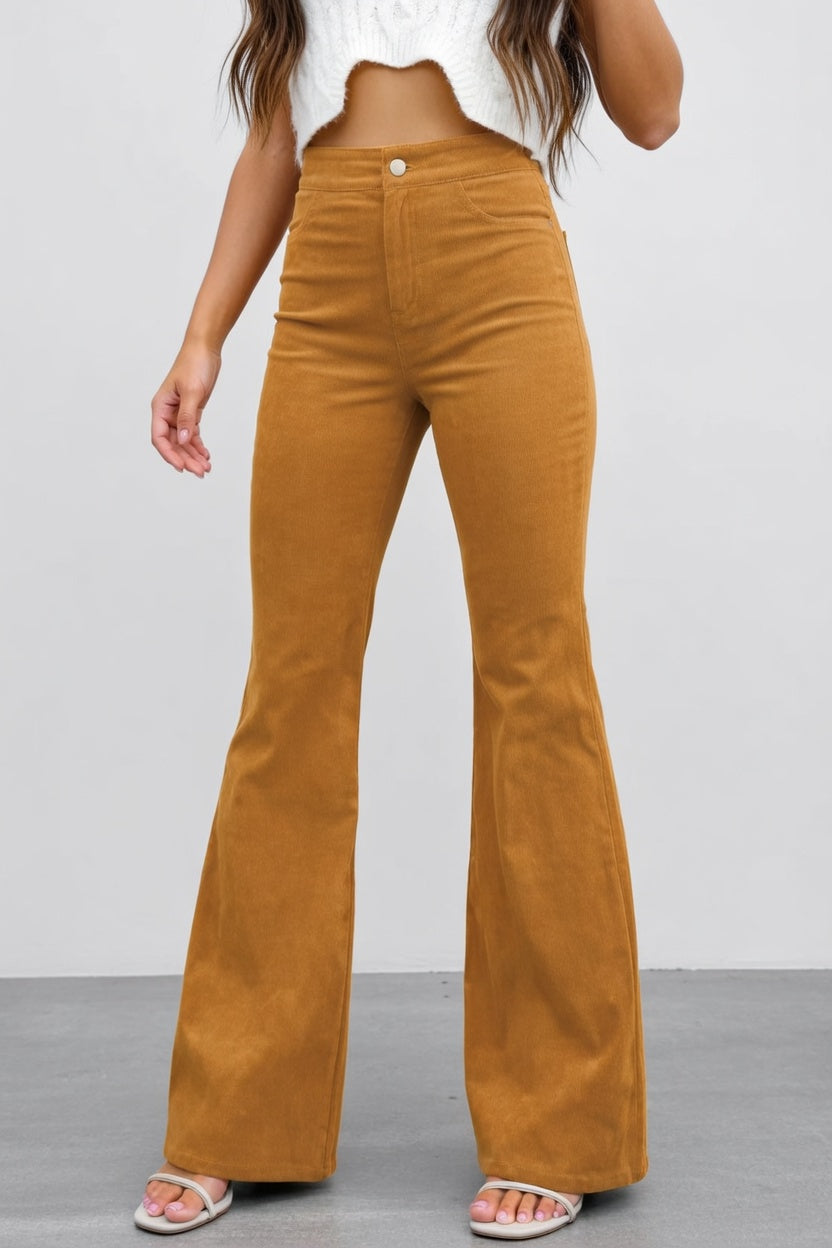 Novalyn Dames Flared Broek met Hoge Taille en Trekband