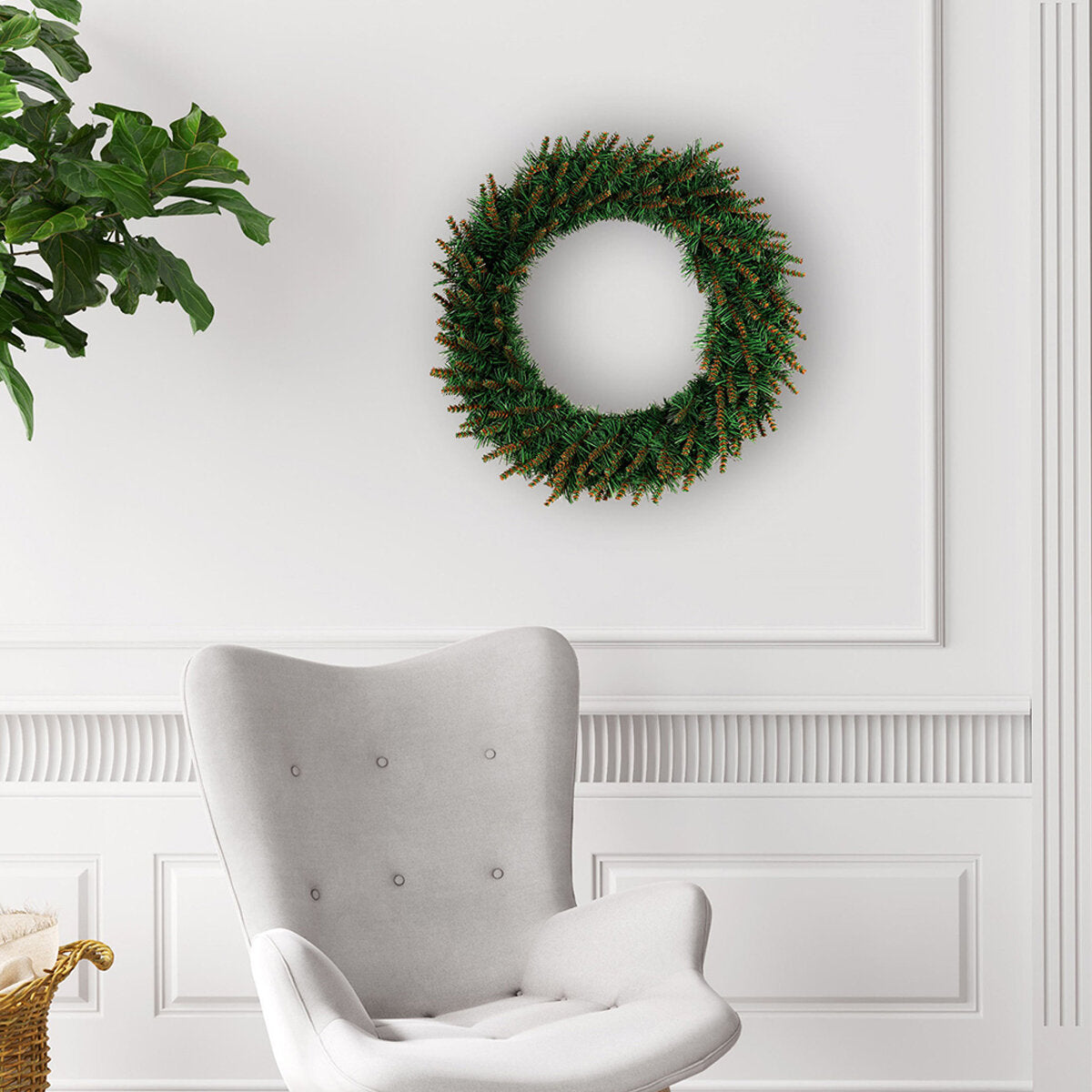 Kerstkrans met LED – Groene Deur- en Wanddecoratie voor Kerst